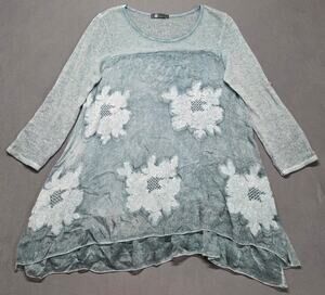M Made In Italy Mohair Silk Blend Tunic Lagenlook  Whimsy Artsy Feratelli Large